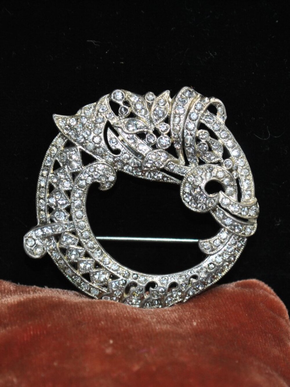 Vintage 1930s Art Deco Coro Rhinestone Brooch